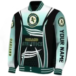 personalized oakland athletics mesh effect green black varsity jacket best selling