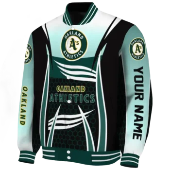 personalized oakland athletics mesh effect green black varsity jacket best selling