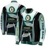 personalized oakland athletics mesh effect green black varsity jacket best selling