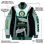 personalized oakland athletics mesh effect green black varsity jacket best selling