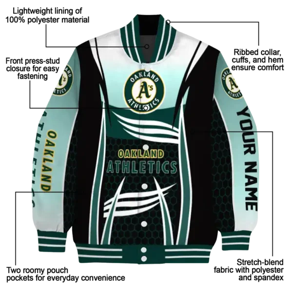personalized oakland athletics mesh effect green black varsity jacket new arrival