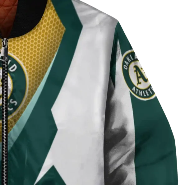 personalized oakland athletics v stripes green white bomber jacket premium grade