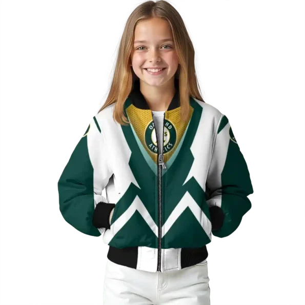 personalized oakland athletics v stripes green white bomber jacket top rated
