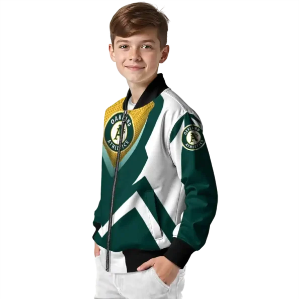 personalized oakland athletics v stripes green white bomber jacket trendy