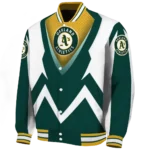 personalized oakland athletics v stripes green white varsity jacket best selling