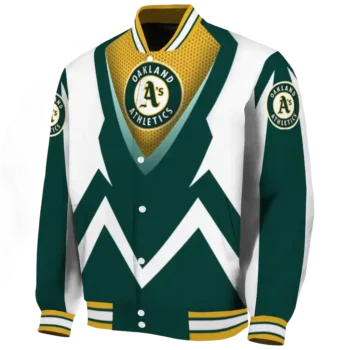 personalized oakland athletics v stripes green white varsity jacket best selling