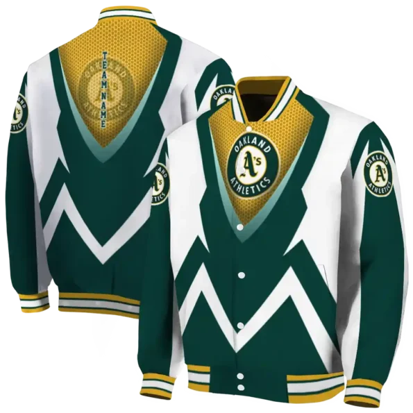 personalized oakland athletics v stripes green white varsity jacket fashion forward