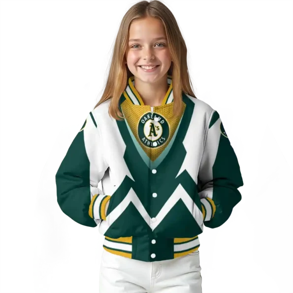 personalized oakland athletics v stripes green white varsity jacket top rated