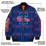 personalized philadelphia phillies bolt stripe blue bomber jacket best selling