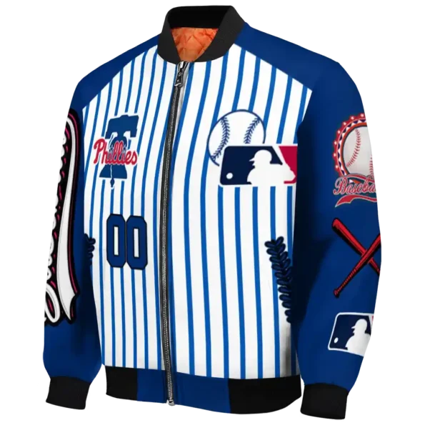 personalized philadelphia phillies eagle baseball blue white bomber jacket best selling