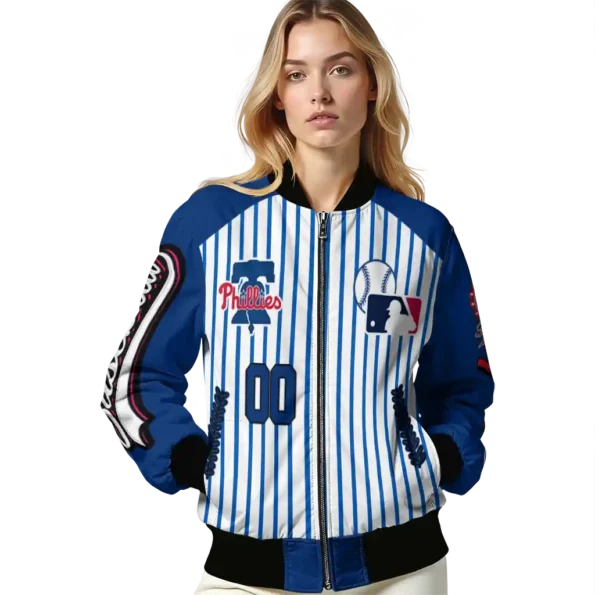 personalized philadelphia phillies eagle baseball blue white bomber jacket latest model