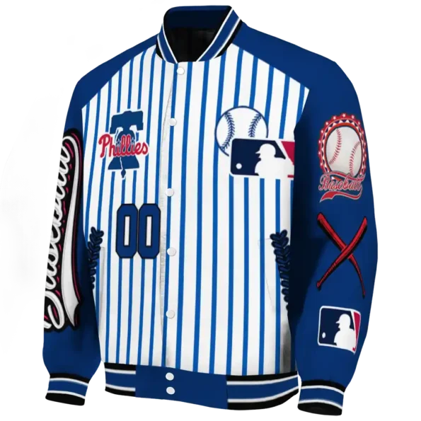 personalized philadelphia phillies eagle baseball blue white varsity jacket best selling