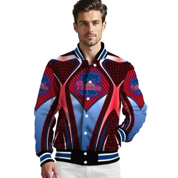 personalized philadelphia phillies mesh chest red crocs black varsity jacket high quality