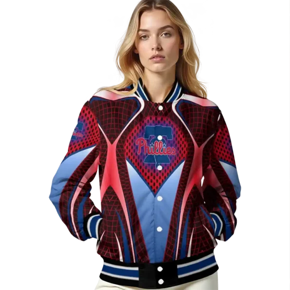 personalized philadelphia phillies mesh chest red crocs black varsity jacket latest model