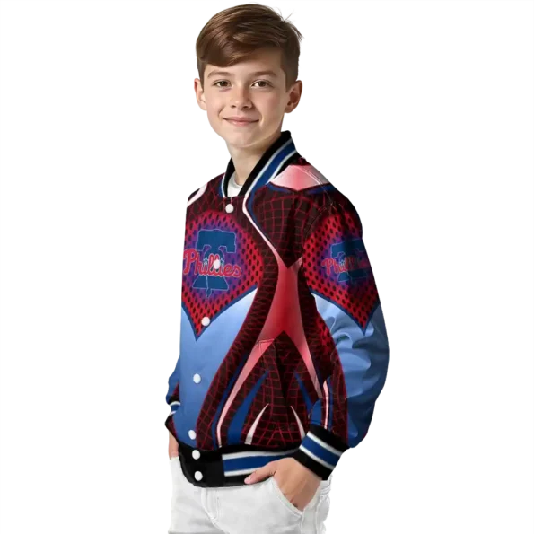 personalized philadelphia phillies mesh chest red crocs black varsity jacket trendy