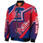 personalized philadelphia phillies star burst blue bomber jacket best selling