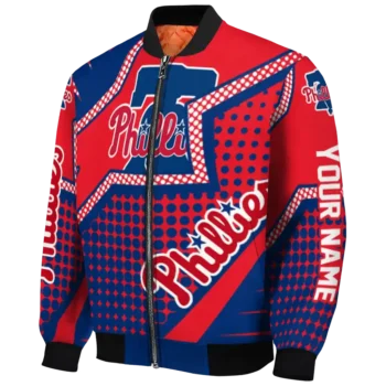 personalized philadelphia phillies star burst blue bomber jacket best selling