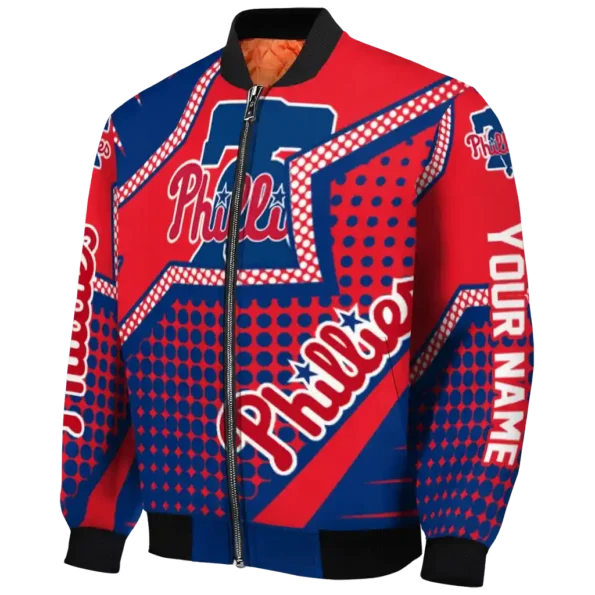 personalized philadelphia phillies star burst blue bomber jacket best selling