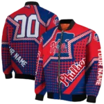 personalized philadelphia phillies star burst blue bomber jacket best selling