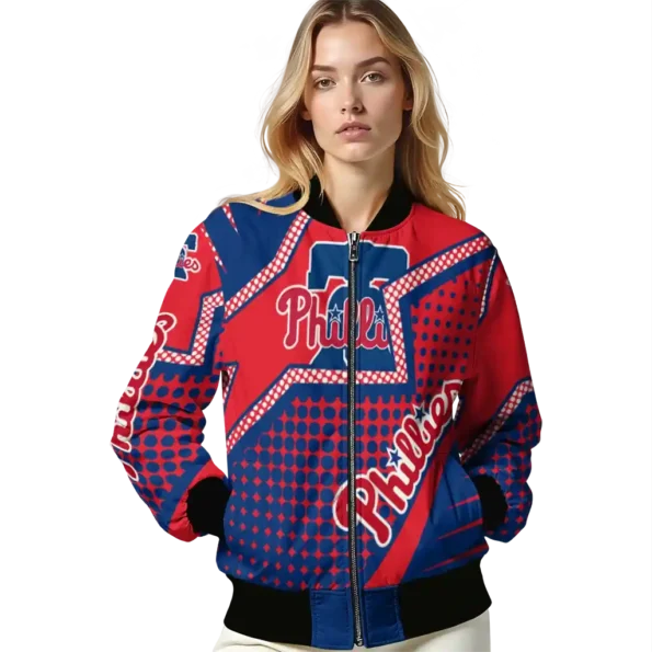 personalized philadelphia phillies star burst blue bomber jacket latest model