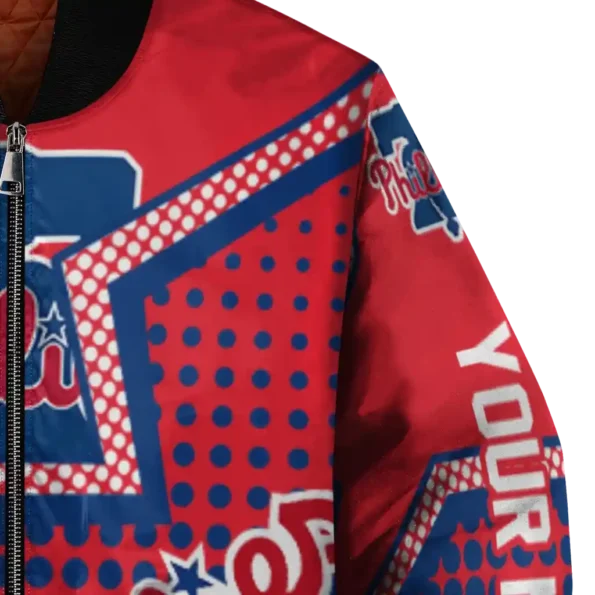 personalized philadelphia phillies star burst blue bomber jacket premium grade