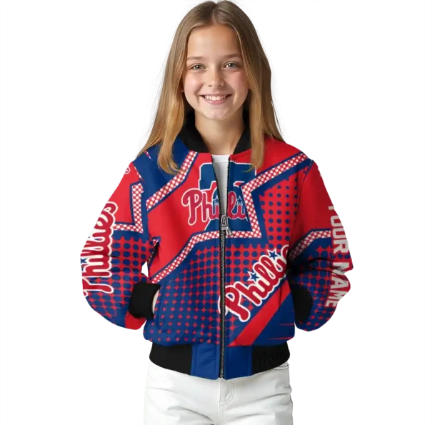 personalized philadelphia phillies star burst blue bomber jacket top rated