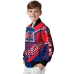 personalized philadelphia phillies star burst blue bomber jacket best selling