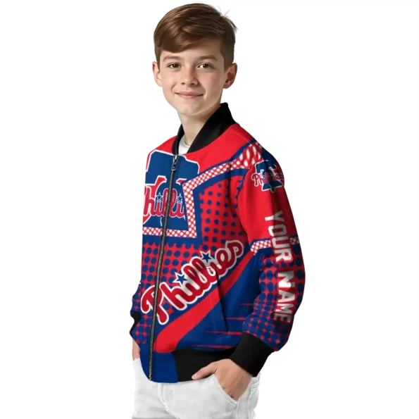 personalized philadelphia phillies star burst blue bomber jacket trendy
