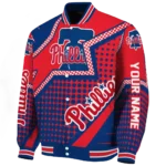 personalized philadelphia phillies star burst blue varsity jacket best selling
