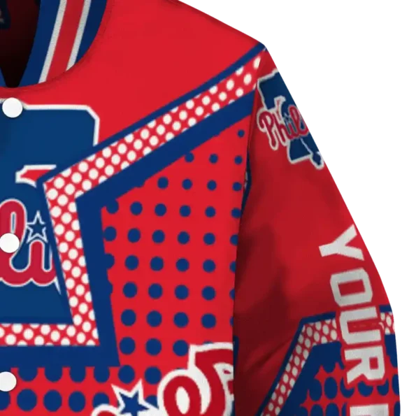 personalized philadelphia phillies star burst blue varsity jacket premium grade