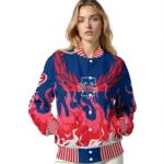 personalized philadelphia phillies winged blaze blue white varsity jacket best selling