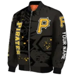 personalized pittsburgh pirates hexagon cluster black bomber jacket best selling