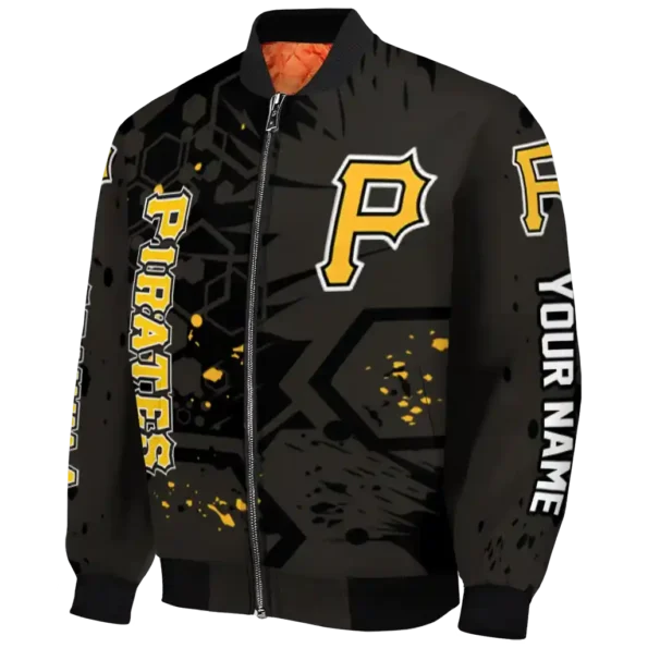 personalized pittsburgh pirates hexagon cluster black bomber jacket best selling