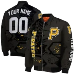 personalized pittsburgh pirates hexagon cluster black bomber jacket best selling