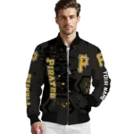 personalized pittsburgh pirates hexagon cluster black bomber jacket best selling