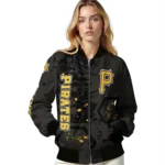 personalized pittsburgh pirates hexagon cluster black bomber jacket best selling