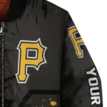 personalized pittsburgh pirates hexagon cluster black bomber jacket best selling
