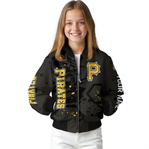 personalized pittsburgh pirates hexagon cluster black bomber jacket top rated