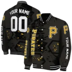 personalized pittsburgh pirates hexagon cluster black varsity jacket best selling