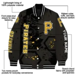 personalized pittsburgh pirates hexagon cluster black varsity jacket best selling