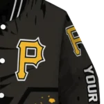 personalized pittsburgh pirates hexagon cluster black varsity jacket best selling