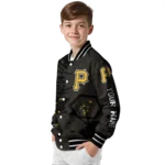 personalized pittsburgh pirates hexagon cluster black varsity jacket best selling