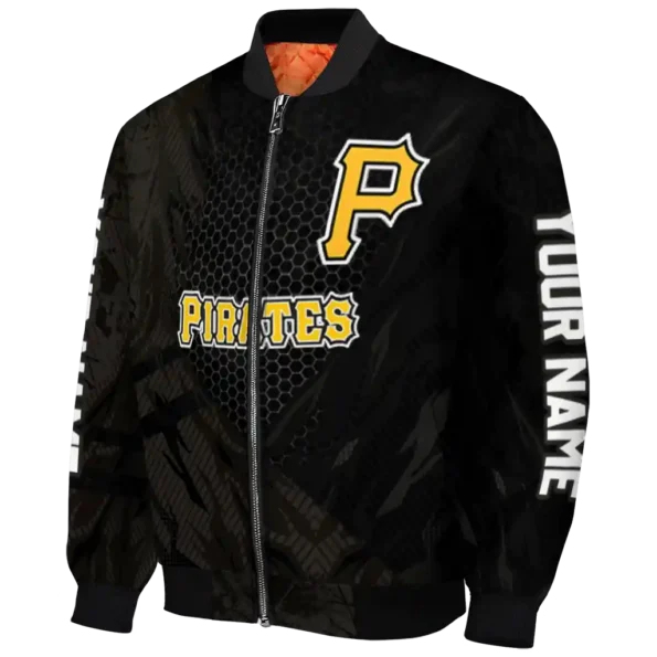 personalized pittsburgh pirates hexagon mesh black bomber jacket best selling