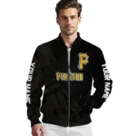 personalized pittsburgh pirates hexagon mesh black bomber jacket best selling