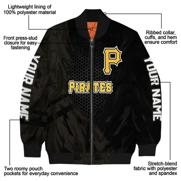 personalized pittsburgh pirates hexagon mesh black bomber jacket new arrival