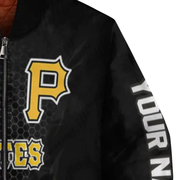 personalized pittsburgh pirates hexagon mesh black bomber jacket premium grade