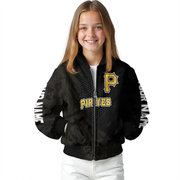personalized pittsburgh pirates hexagon mesh black bomber jacket top rated
