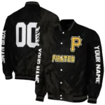 personalized pittsburgh pirates hexagon mesh black varsity jacket best selling