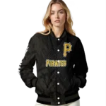 personalized pittsburgh pirates hexagon mesh black varsity jacket best selling