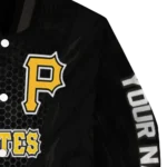 personalized pittsburgh pirates hexagon mesh black varsity jacket best selling